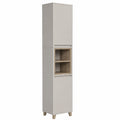 Armadio per il bagno Elnor, Grigio, 30 × 170 cm, con 2 porte, per la conservazione di tessili da bagno e combinabile con Elnor
