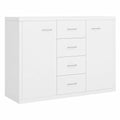 Madia 88 × 30 × 65 cm, Legno ingegnerizzato, Bianco, 4 cassetti & 2 ante, Arredo soggiorno & camera
