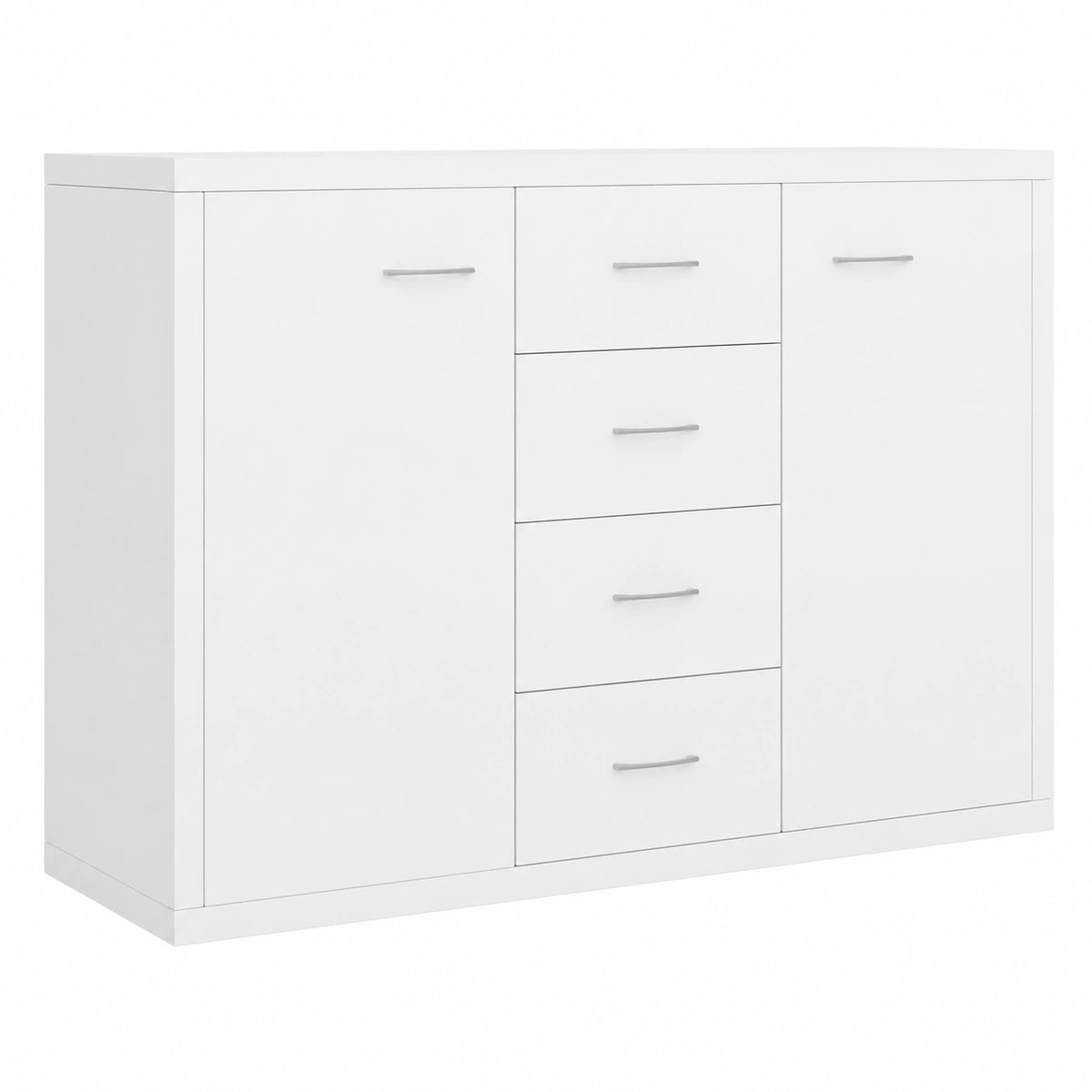 Madia 88 × 30 × 65 cm, Legno ingegnerizzato, Bianco, 4 cassetti & 2 ante, Arredo soggiorno & camera