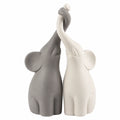 Pajoma - Coppia di Statuette in Ceramica a Forma di elefantini, Altezza 25,5 cm, Grigio