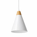 Set 3 Lampadari Lampade a Sospensione da Soffitto in Metallo e Legno Moderno Industriale Portalampada Bianco E27 Lampadina Max 25W Illuminazione