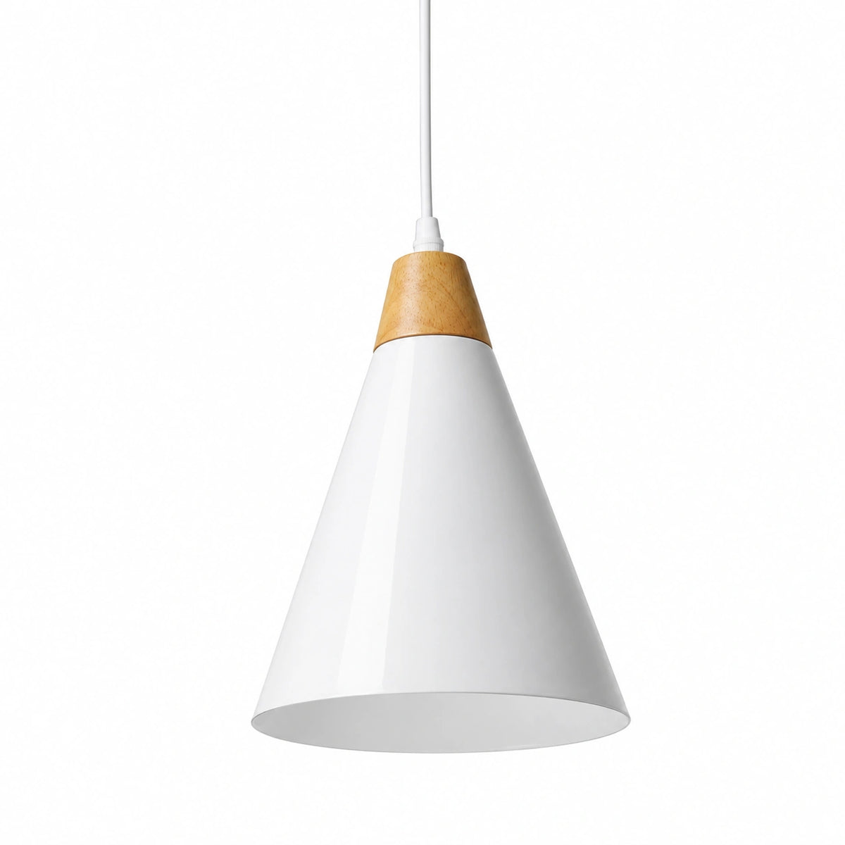 Set 3 Lampadari Lampade a Sospensione da Soffitto in Metallo e Legno Moderno Industriale Portalampada Bianco E27 Lampadina Max 25W Illuminazione