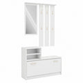 Mobile Ingresso set Guardaroba con Specchio Appendiabiti 6 Ganci Scarpiera Portascarpe 9 Paia Salvaspazio 85 × 24 × 180 cm Cashmere Beige Arredo