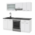Vicco Cucina componibile R-Line, Bianco lucido, bianco, 200 cm, 5 Moduli · Piedini regolabili in altezza · Senza piano di lavoro · Ante robuste ·