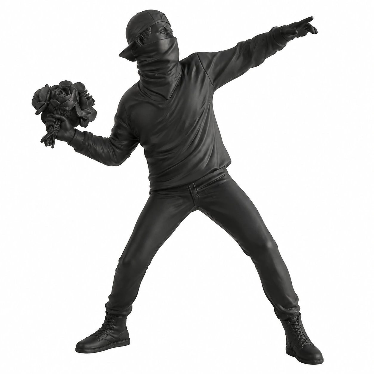 Scultura Il Lanciatore di Fiori, Figura Decorativa Street arte per Ufficio Domestico Soggiorno Collezioni d'Arte Decorazioni (Nero)