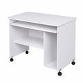 Scrivania con Portatastiera Estraibile Ripiano Inferiore e Vano Pora Computer Tavolo da Lavoro Porta Pc in Legno MDF con 4 Ruote Arredamento Casa