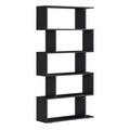Libreria di 6 Ripiani Scomposti Moderna 80 × 24 × 191cm Nero, Libreria a Parete Bianca, Struttura a Zig-Zag, Resistente, in Legno