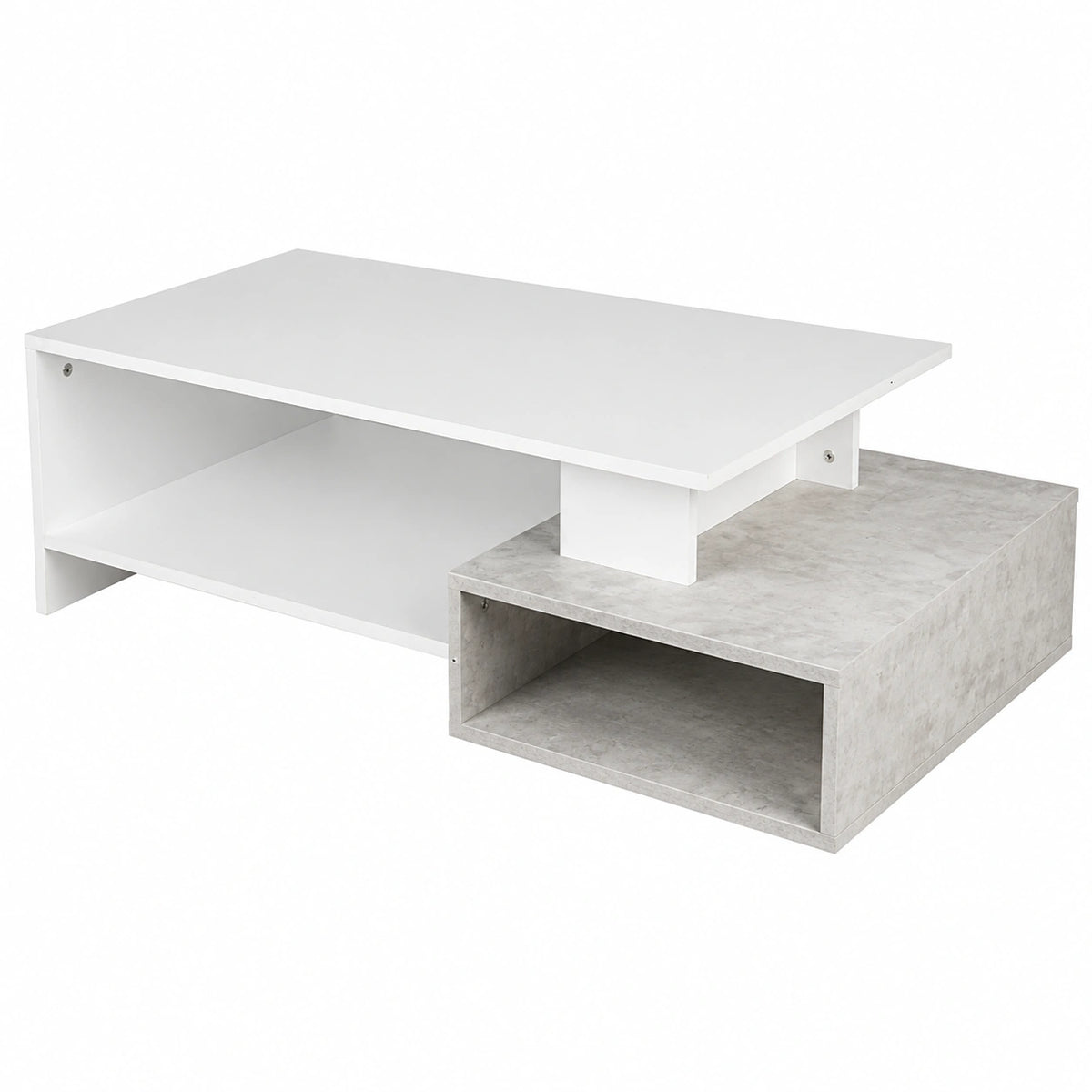 Tavolino Divano Tavolo Caffè da Salotto Rettangolare Moderno in Legno MDF con 4 Ripiani Inferiori Dimensione 106.5 × 60 × 34.5 cm Arredamento casa