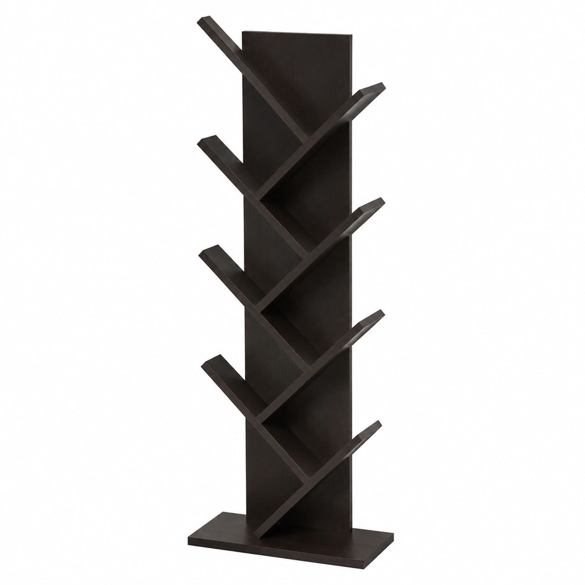 Libreria ad Albero legno, scaffale marrone, colore wenge, 10 mensole, per arredamento casa ufficio - Misure: 160 × 44,5 × 22cm (HxLxP) - arte. RE6028