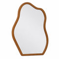 Specchio Asimmetrico da Parete Cornice Legno, Noce, 46 × 60cm, Moderno, Decorazione per Interni