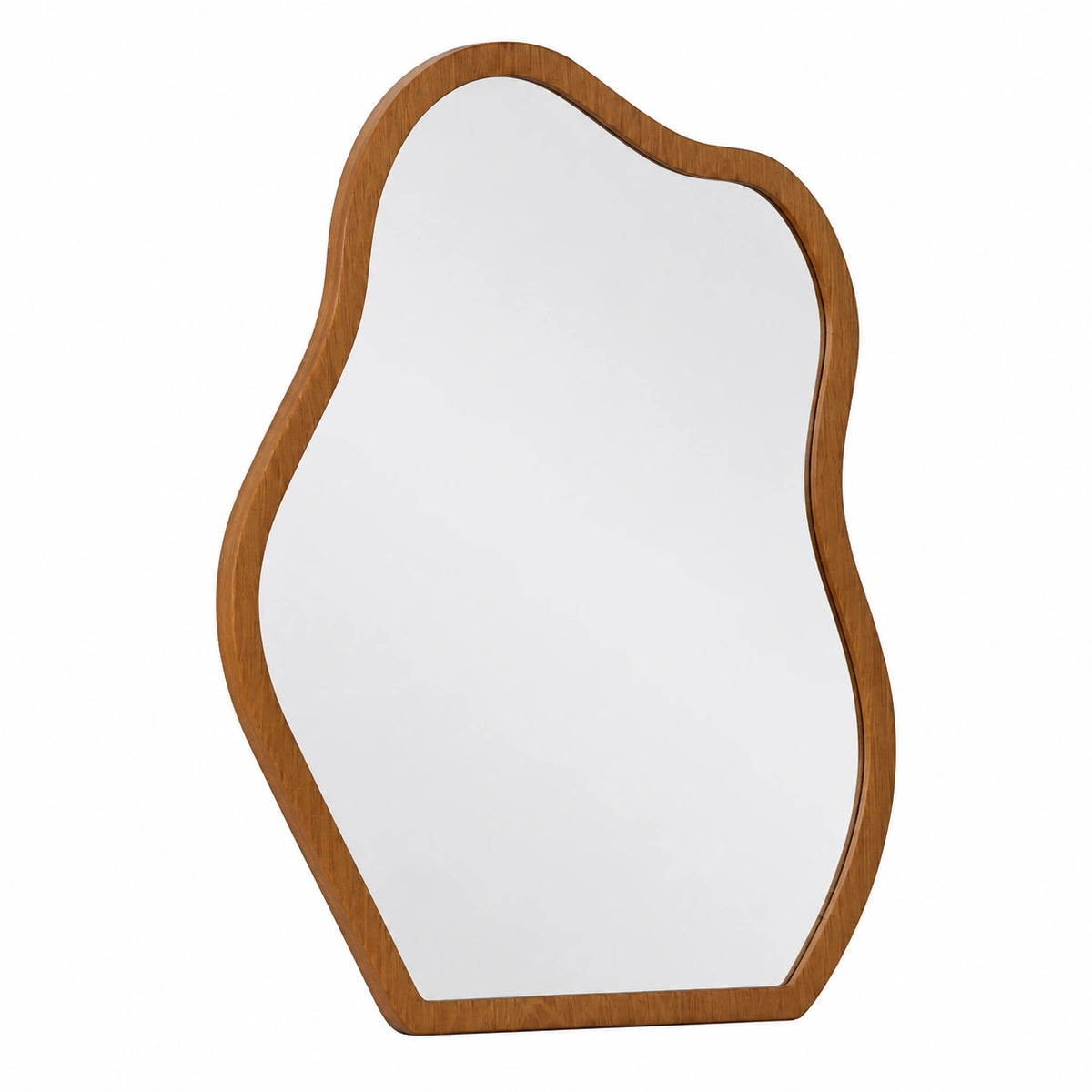 Specchio Asimmetrico da Parete Cornice Legno, Noce, 46 × 60cm, Moderno, Decorazione per Interni