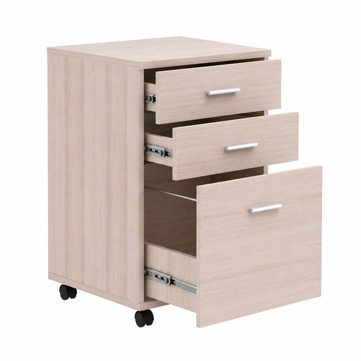 Cassettiera Mobile Scrivania Mobiletto Porta Stampante in Legno MDF con 3 Cassetti e 4 Ruote Girevoli Moderno Arredamento Casa Ufficio Dimensione