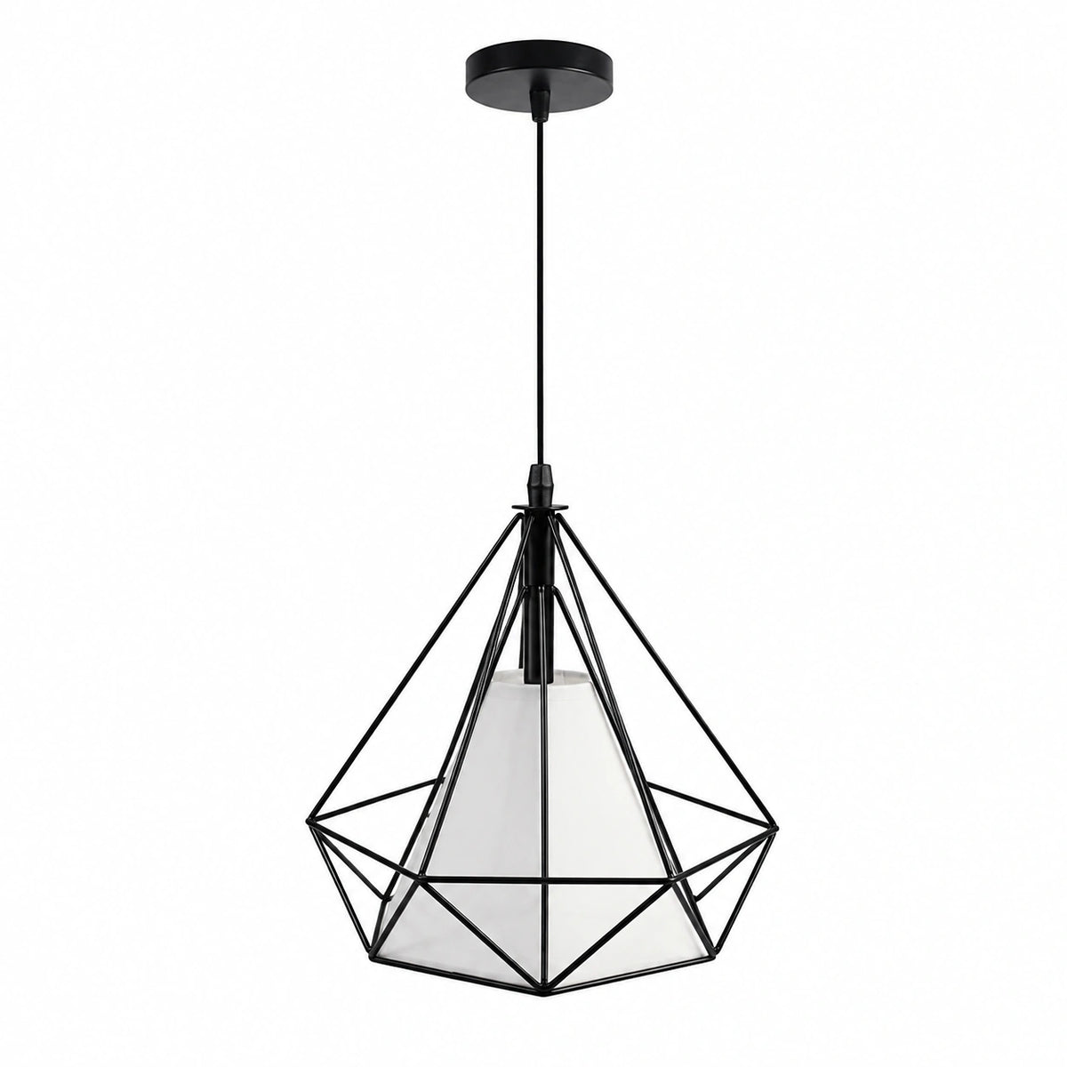 Lampadario da soffitto pendente a sospensione a forma di diamante plafoniera nero o bianco portalampada con attacco e27 arredamento casa moderno