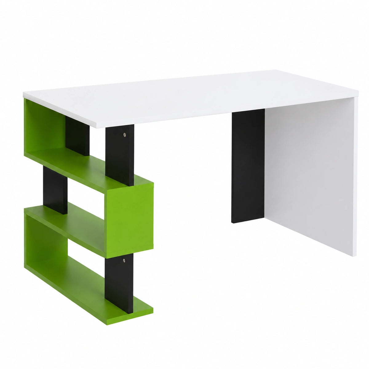 Scrivania con Libreria 3 Ripiani Tavolo da Lavoro Porta Pc Computer Struttura e Piano in Legno MDF Arredamento Casa Ufficio Cameretta Moderno
