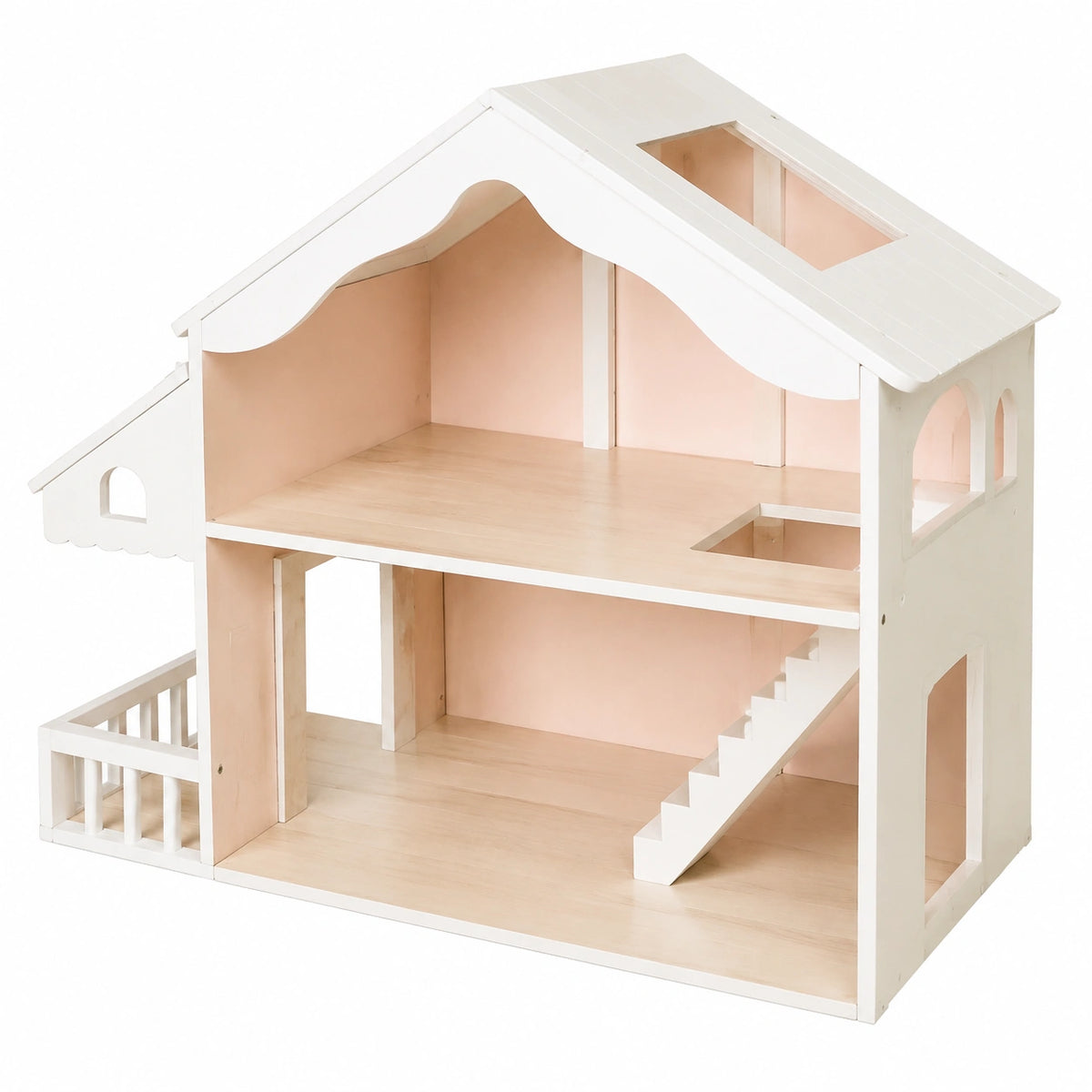 Teorema FATTO DI LEGNO, Casa delle Bambole in Legno con Solario e Accessori, Villetta Grande 58,5 × 24 × 56 cm per Bambina 3+ Anni, Dollhouse Completa