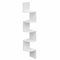 Libreria Scaffale Mensole da Parete Angolare Moderno in Legno MDF con 5 Ripiani ad Angolo Dimensioni 120 × 20 cm Colore Bianco