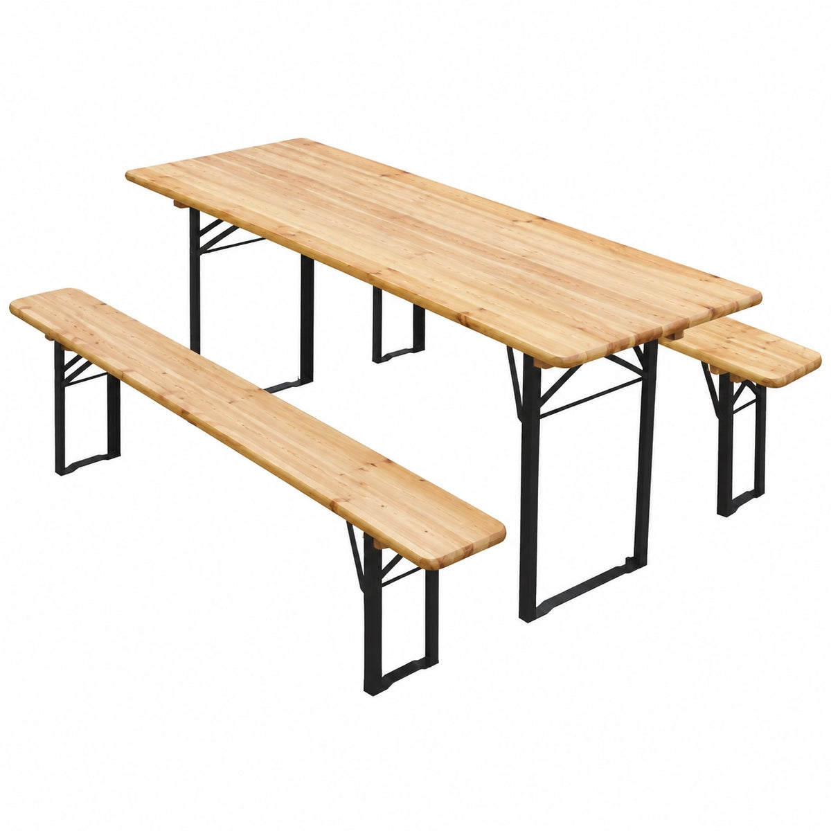 Tavolo Con 2 Panche In Legno Con Gambe Pieghevoli Facile Trasporto Mobili Giardino Feste Esterno Bar Pub Piscina Fiera Picnic Camping Campeggio Sagre