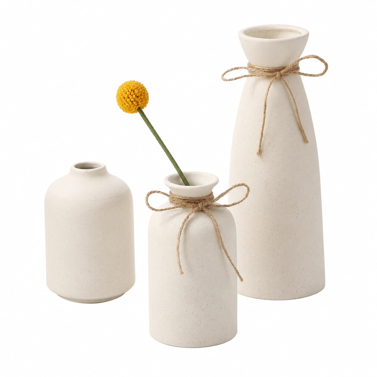 Vaso in Ceramica Beige, Soprammobili Moderni Nordico Moderno e Minimalista per l'arredamento Della Casa, Fiori Secchi Decorativi per Vaso Casa