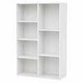 Libreria Bianca con 7 Scomparti a Giorno, Scaffale Moderno in Legno, Mobile Porta Libri Portaoggetti, Salvaspazio, per Ufficio