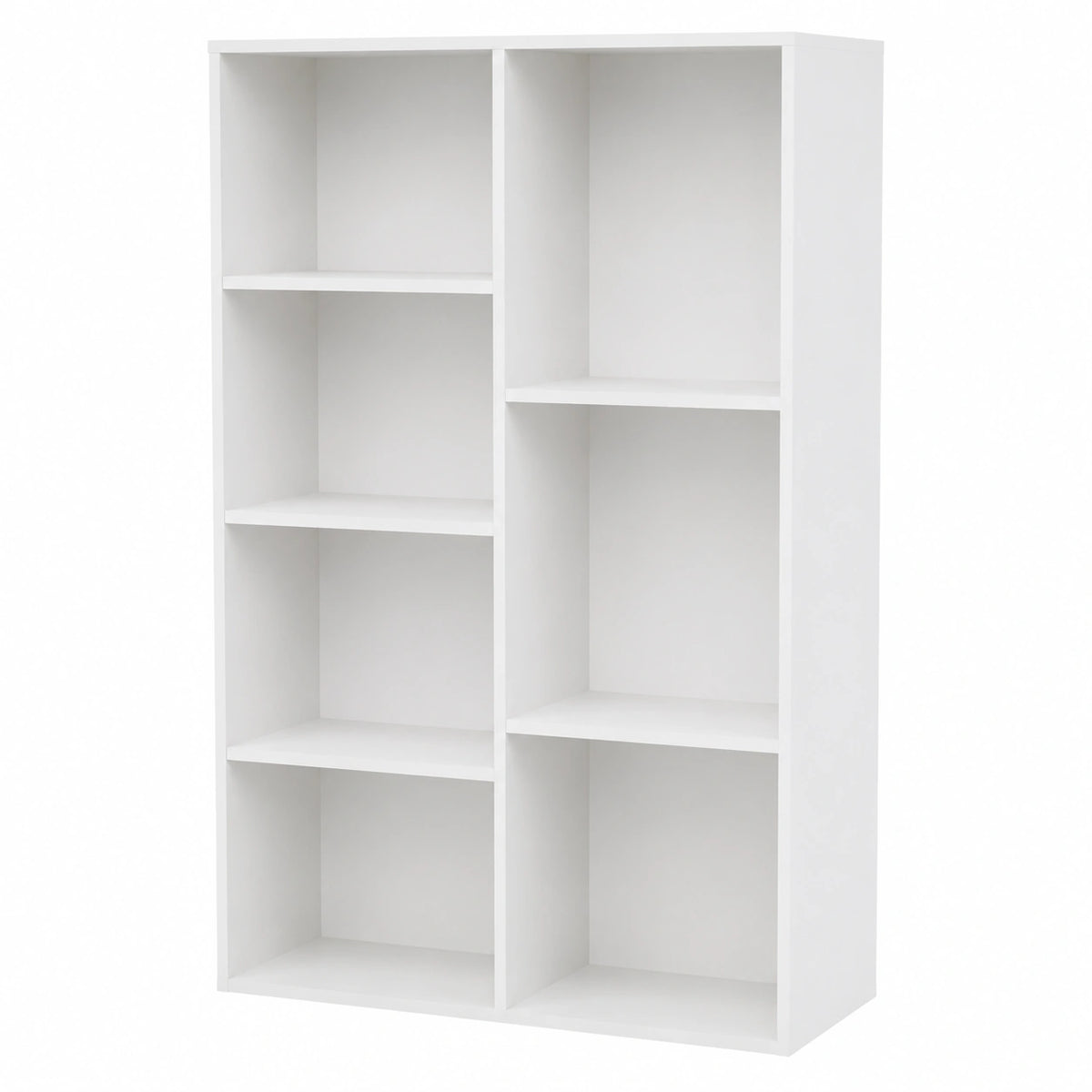 Libreria Bianca con 7 Scomparti a Giorno, Scaffale Moderno in Legno, Mobile Porta Libri Portaoggetti, Salvaspazio, per Ufficio