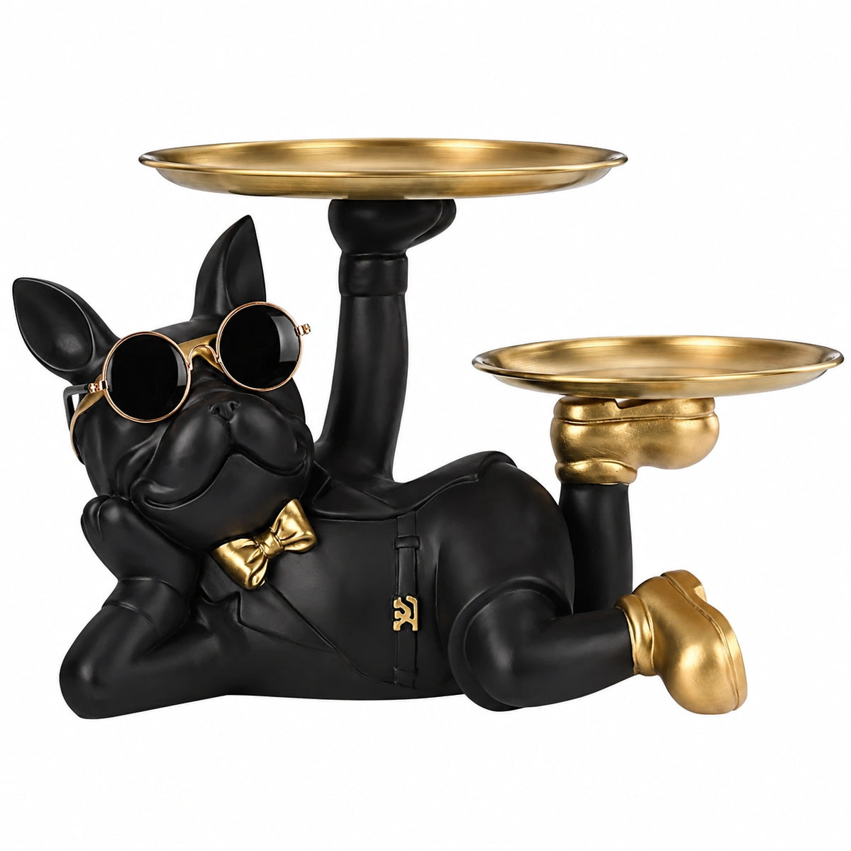 Statua per cani maggiordomo con vassoio, statua di bulldog francese, per la casa, decorazione da tavolo, soggiorno
