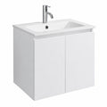 Mobile Bagno Sospeso 60cm Bianco Lucido Benaco con Lavabo, Con specchio 60 × 80 cm e lampada led, 2 ante, lavabo in ceramica, già assemblato