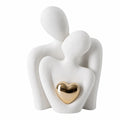 Statua, Romantica Scultura Moderna Dorato Cuore - Statuette Casa, Soprammobili Moderni, Sposi, Arredo Moderno - Anniversario Matrimonio Figure