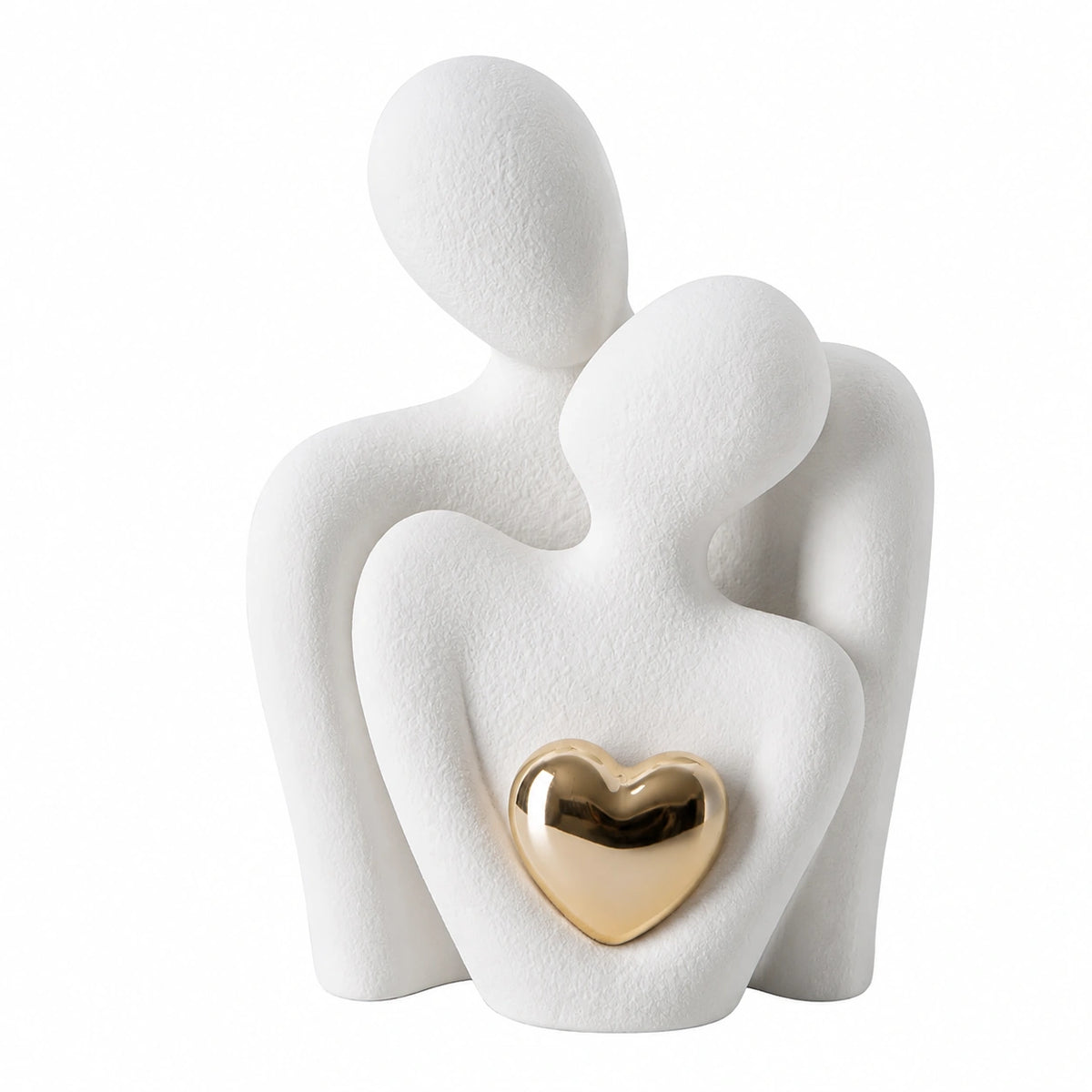 Statua, Romantica Scultura Moderna Dorato Cuore - Statuette Casa, Soprammobili Moderni, Sposi, Arredo Moderno - Anniversario Matrimonio Figure