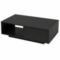 Tavolino da Salotto Rettangolare con Luci LED Multicolore (Nero), Tavolino da Caffè Moderno in Legno con Telecomando, Porta USB, Cassetto e Ripiano
