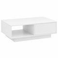 Tavolino da Caffè Moderno 95 × 55 × 31cm, con 20 Luci LED Regolabili e Telecomando, in Legno con Finitura Lucida, Cassetto a Pressione e Ripiano