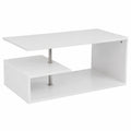 Tavolino da salotto bianco Soggiorno Caffe Porta PC Tavolo Salone Laterale Divano Doppio Ripiano e Struttura in Legno Moderno 41 × 91 × 52,6 cm