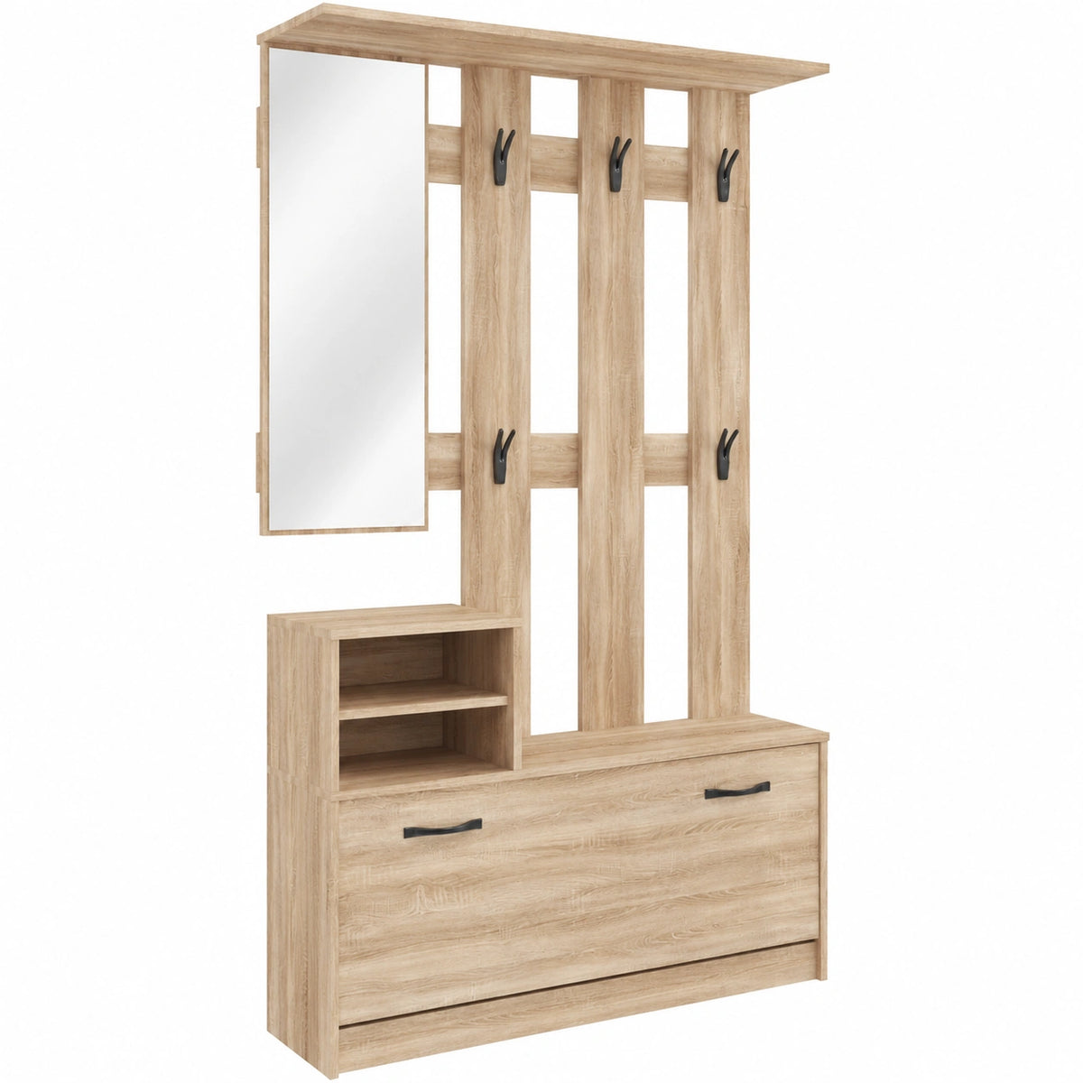 Mobile Corridoio Con Specchio Scarpiera 6 Ganci Appendiabiti Guardaroba Arredo Arredamento Corridoio Entratina Moderno Parades 160 × 100 × 24 cm
